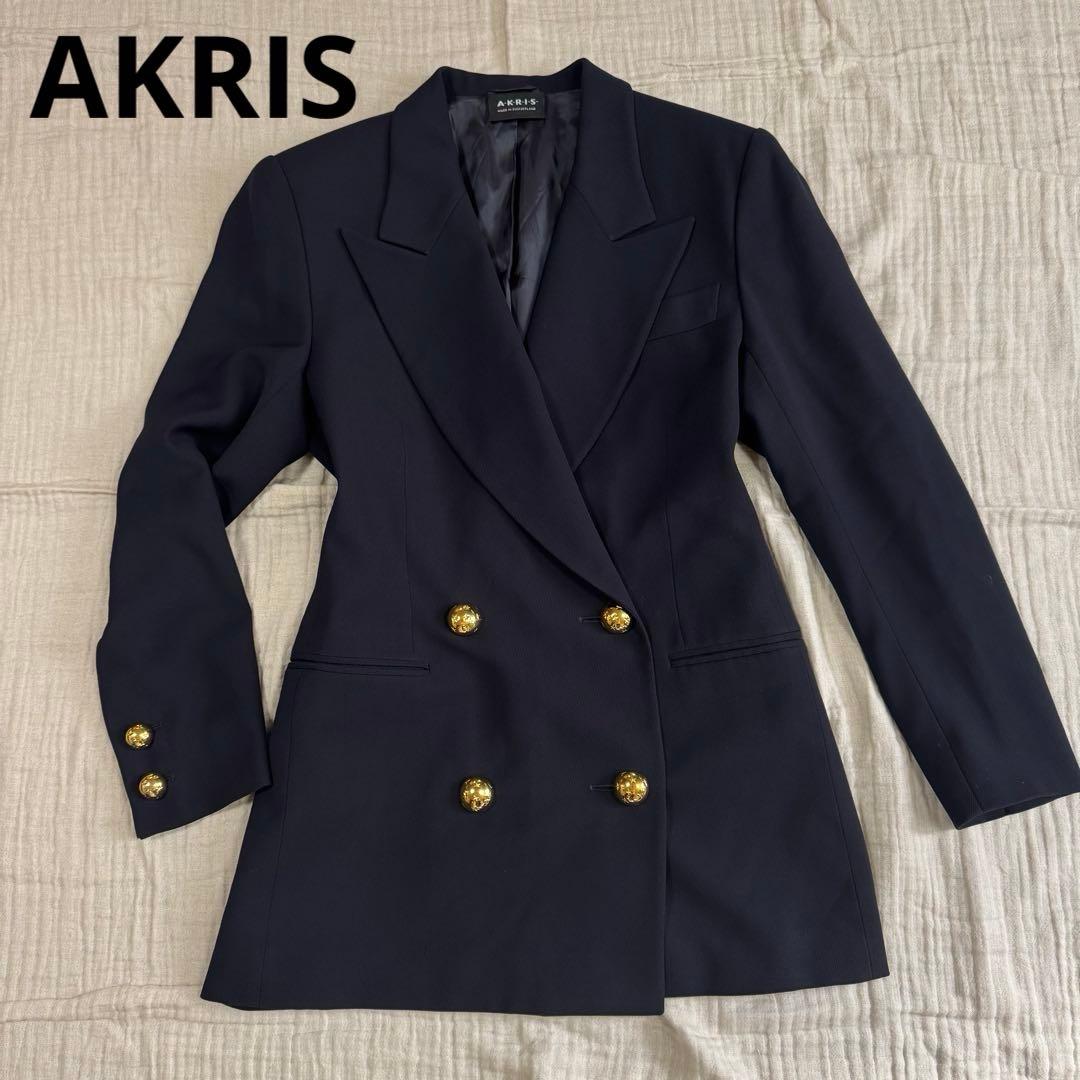 アクリス　AKRIS ネイビー　ゴールドボタン　ジャケット