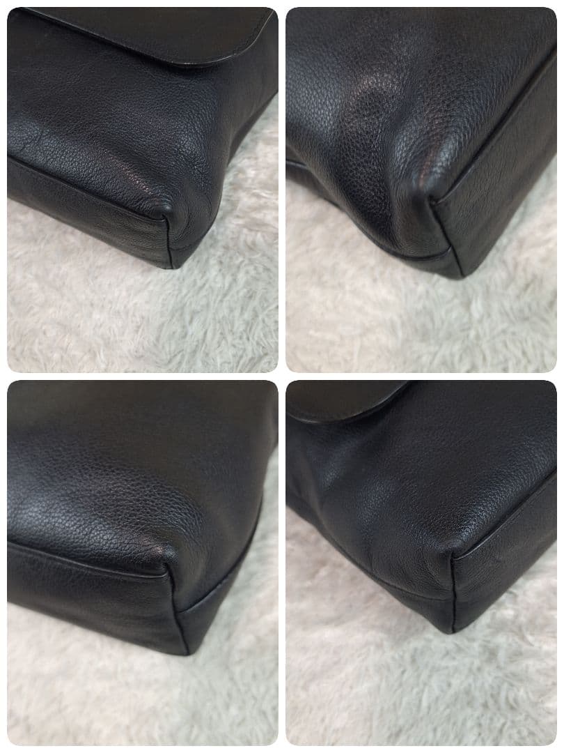 COACH　コーチ　メッセンジャーバッグ　レザー　シボ　ブラック