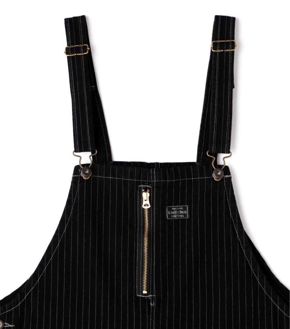 ショットschottオールドヒッコリー オーバーオール黒Mサイズ