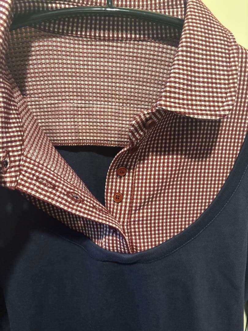 COYSEIO パッチワークチェック柄ポロシャツ