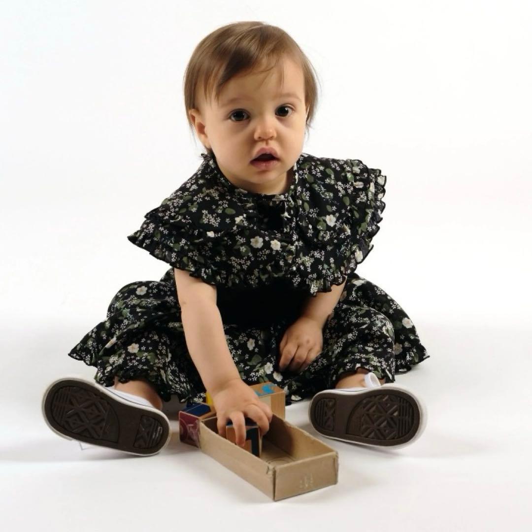 WOLF & RITA フリル襟の花柄ロンパースセットアップ　 74