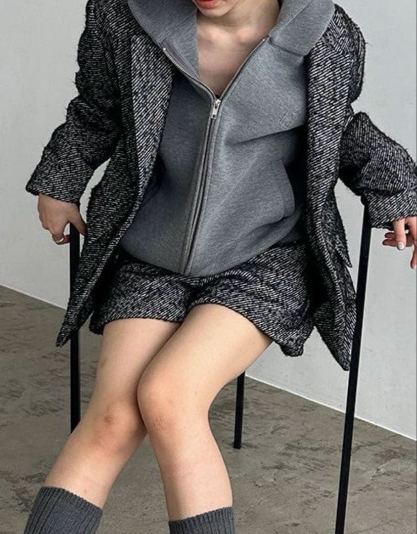 SNIDEL エンボスロゴフーディー グレー