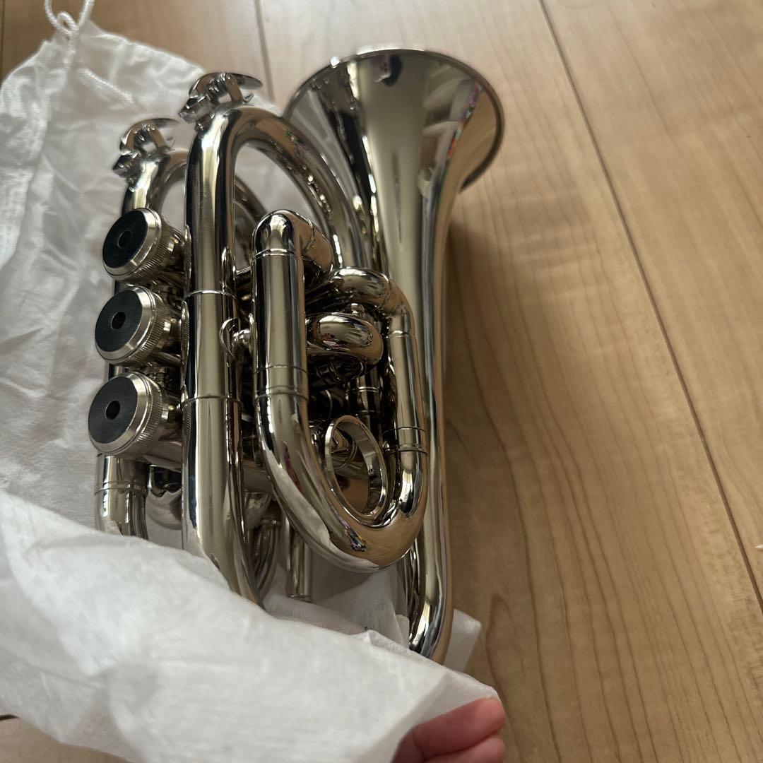 Bbミニポケットトランペット本体 7Cマウスピース付き初心者向け金管楽器
