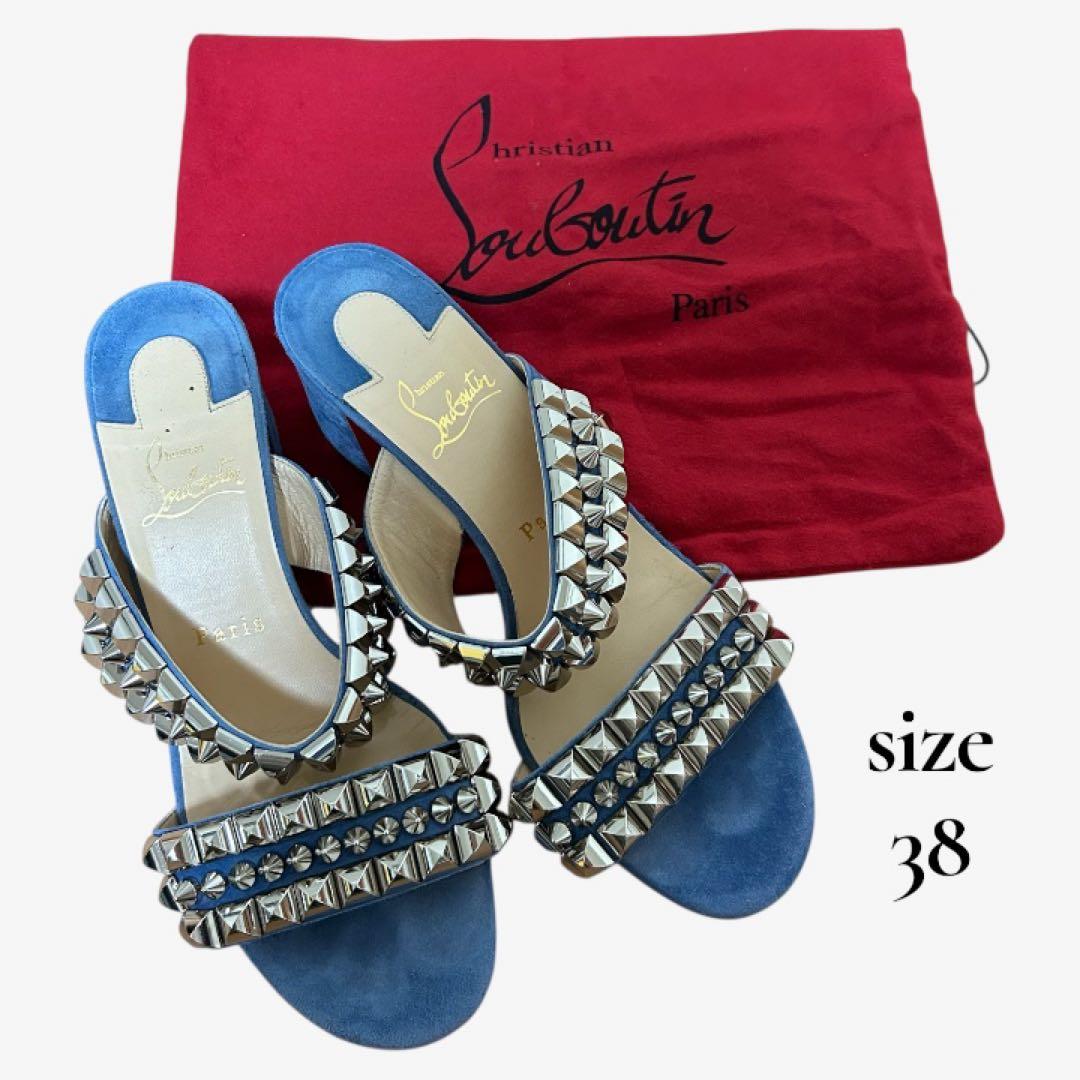 Christian Louboutin ルブタン スタッズサンダル ブルー 38