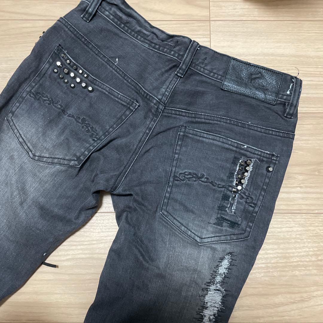 MIDAS レースアップ フレアデニム ダメージ スタッズ加工 y2k V系