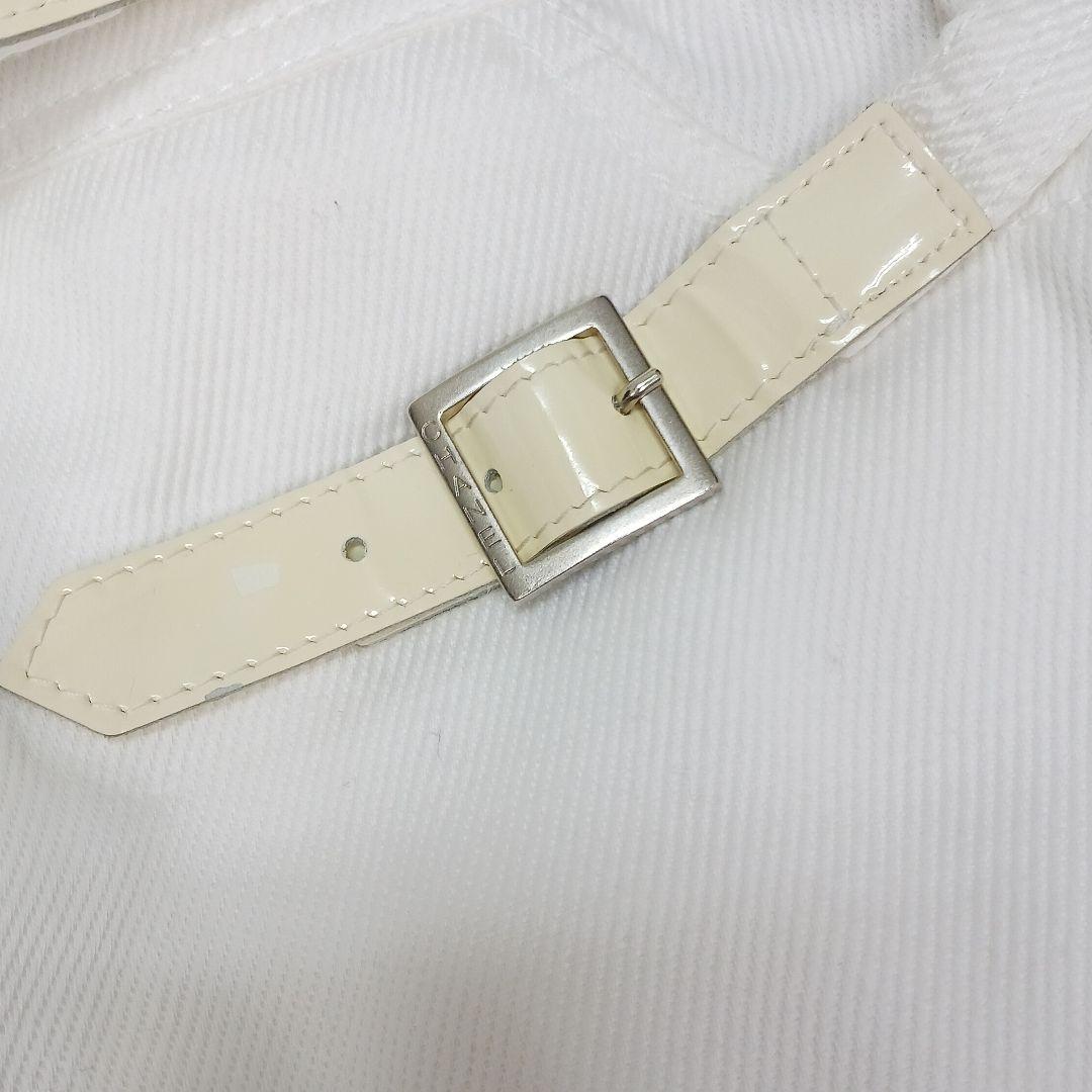 ✨美品✨CHANEL　シャネル　ショートパンツ　　ベルト　エナメル　ロゴ　白