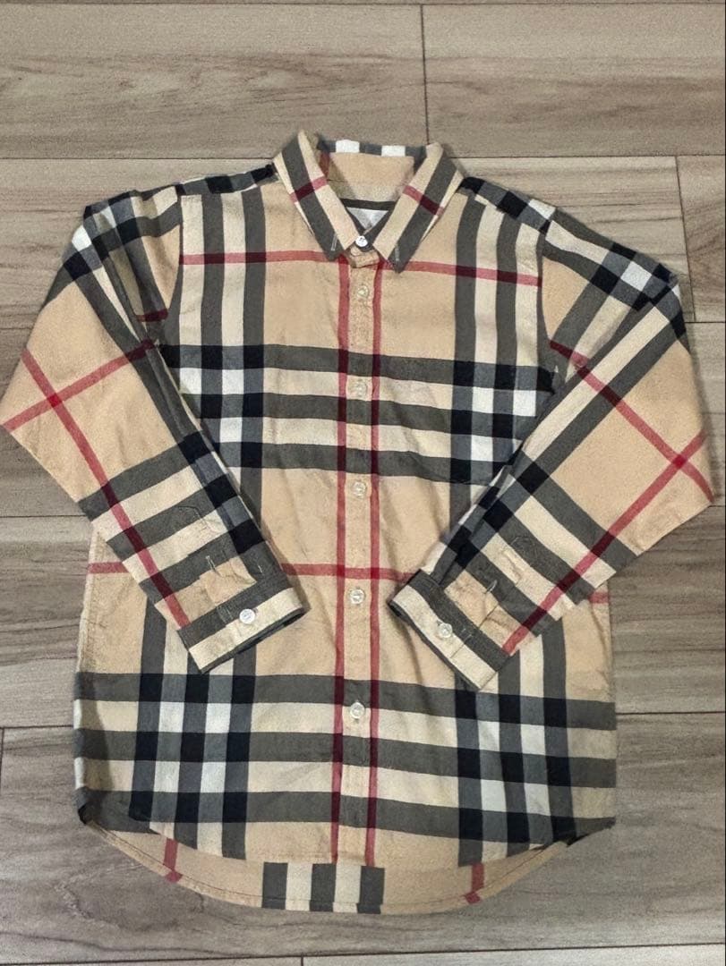 美品　現行タグ　バーバリーチルドレン　長袖シャツ　メガチェック　128cm