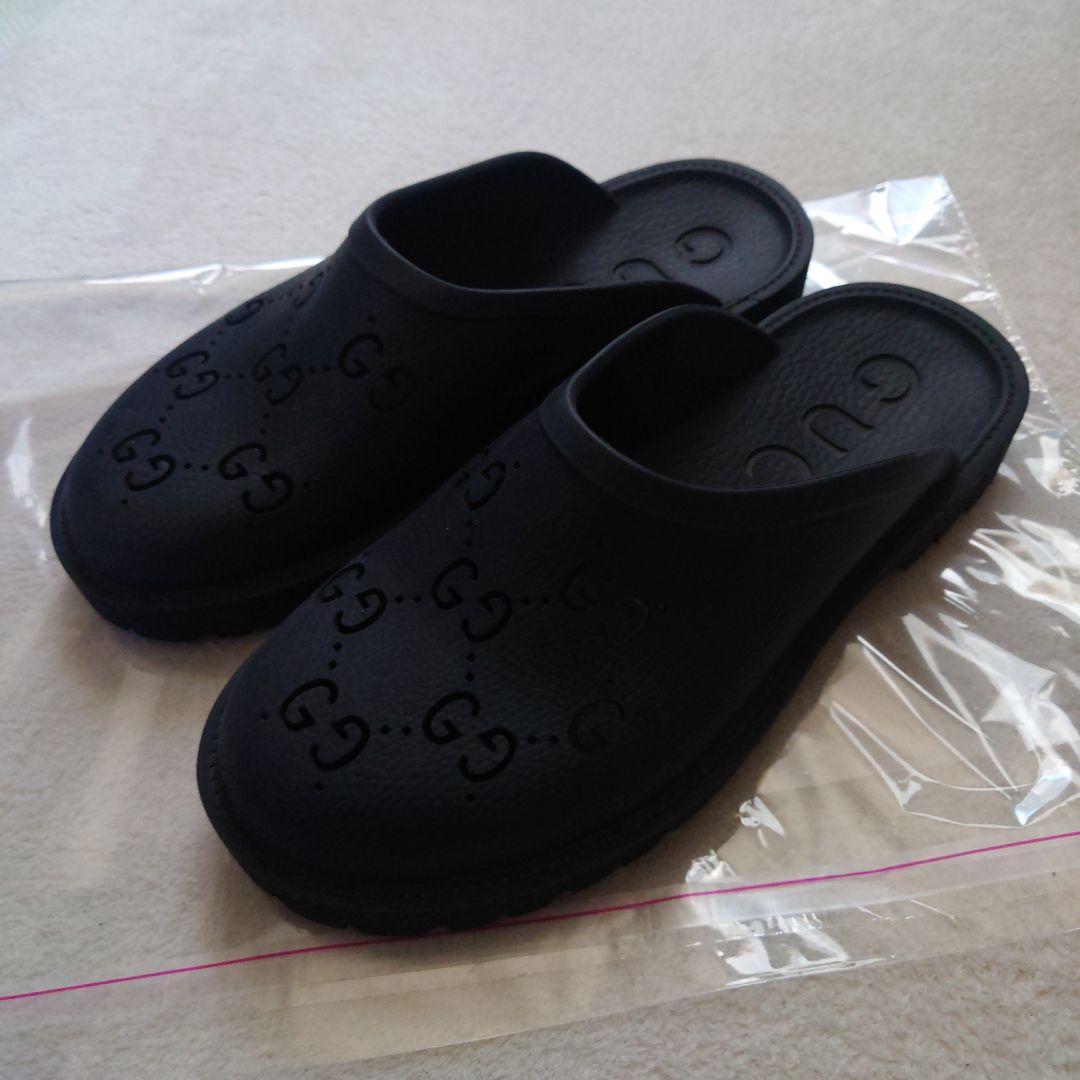 美品☆GUCCIラバーサンダル27.0相当BLACK軽量幅広