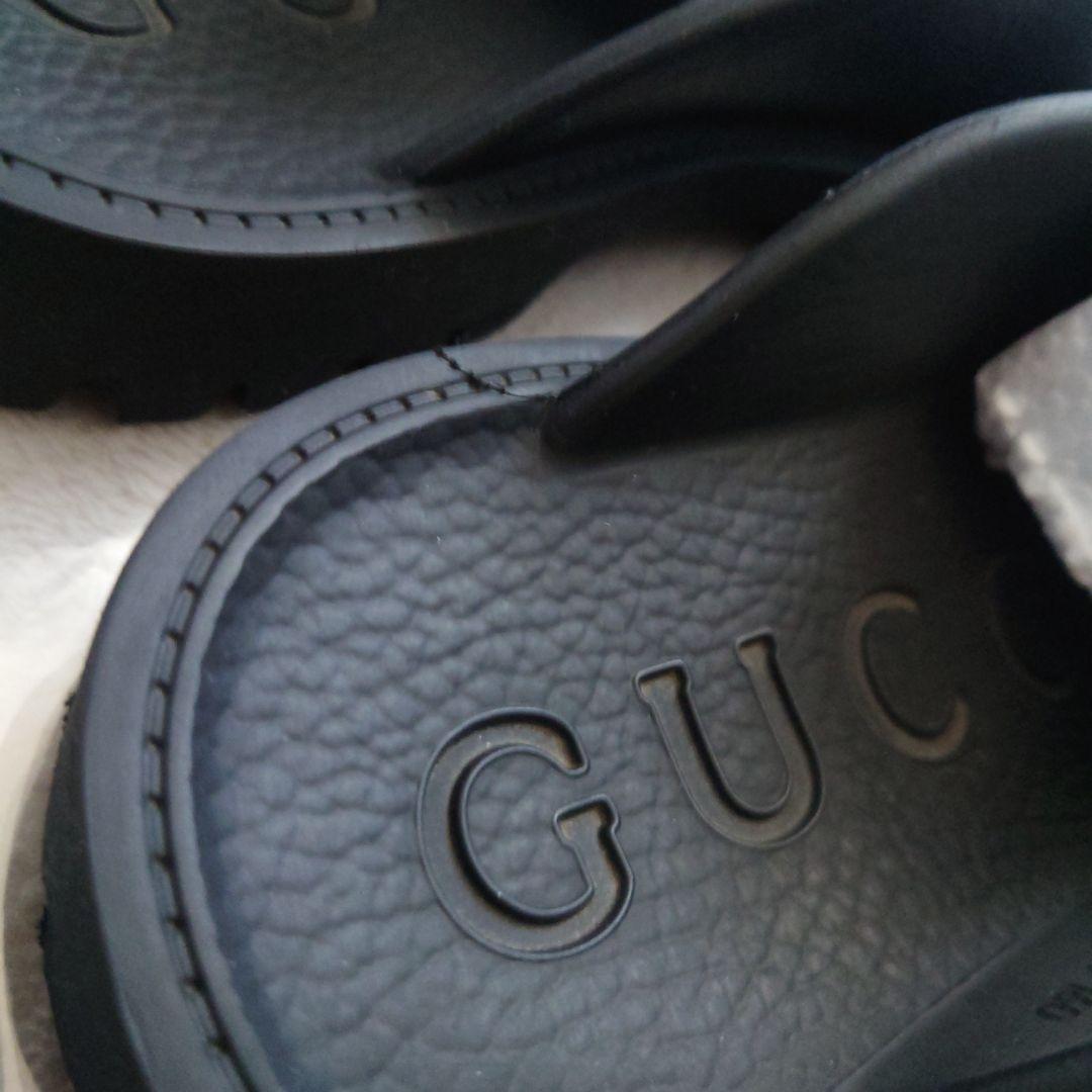 美品☆GUCCIラバーサンダル27.0相当BLACK軽量幅広