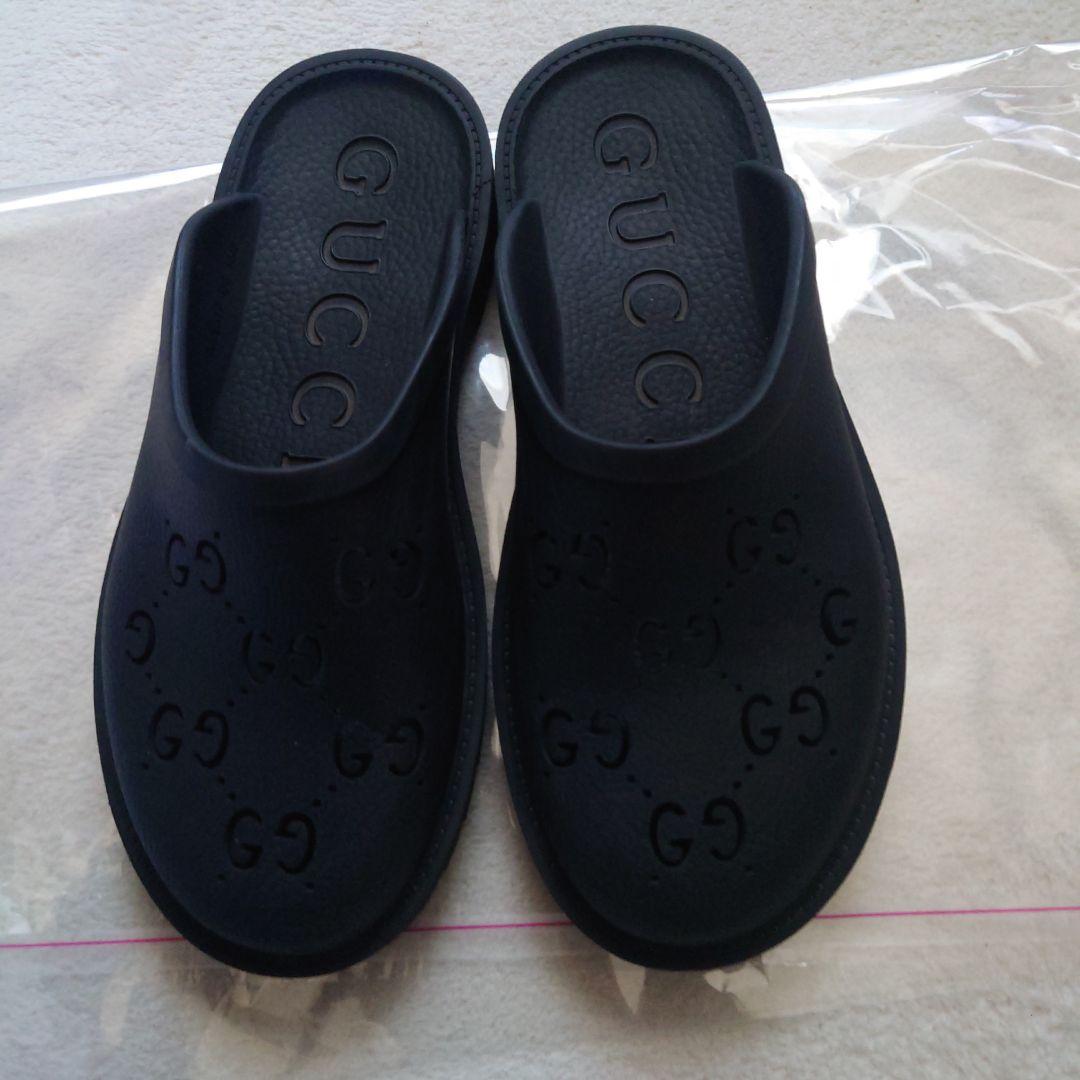 美品☆GUCCIラバーサンダル27.0相当BLACK軽量幅広