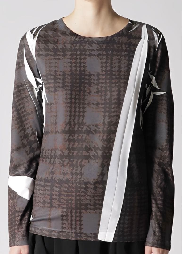 Y's ワイズ 美品 グレンチェック ラウンドネック カットソー 2