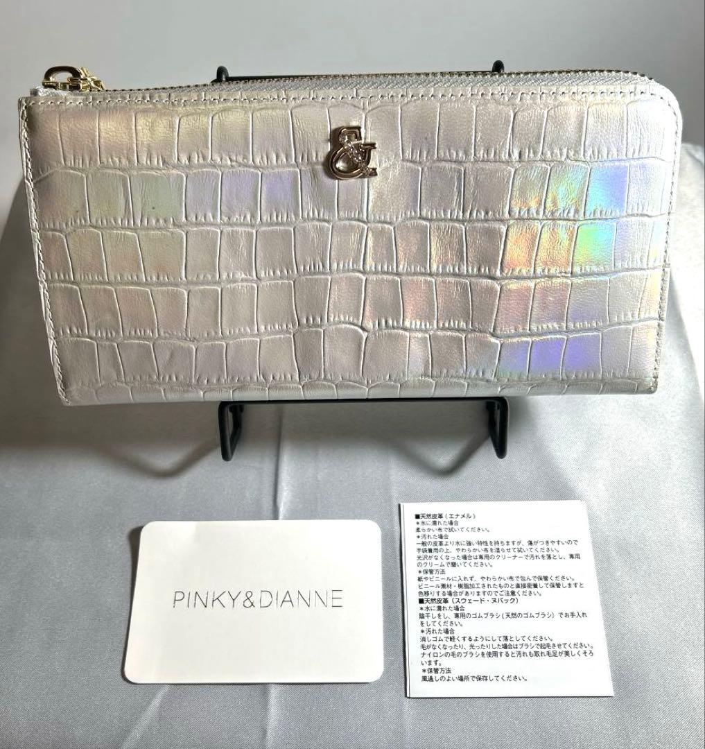 新品未使用【ピンキー＆ダイアン】 クロコ型押し L字ファスナーロゴモチーフ長財布