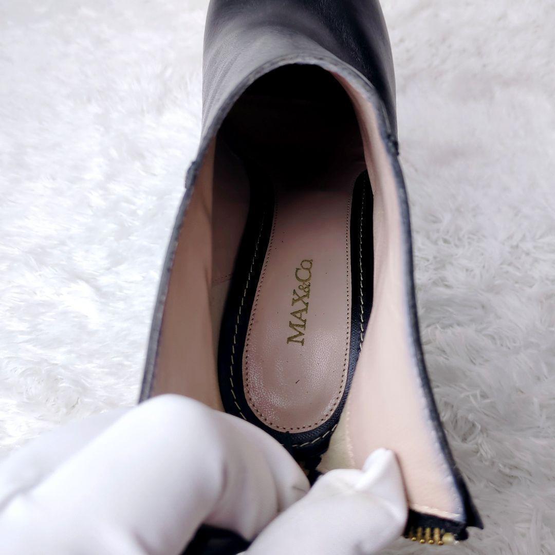 Max&Co マックスアンドコー 本革 ピンヒール ショートブーツ 黒 ブラック