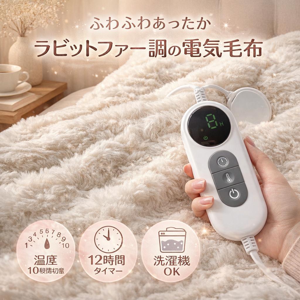 シングル セミダブル 電気毛布 うさぎ ラビット 毛布 ふわふわ あったか