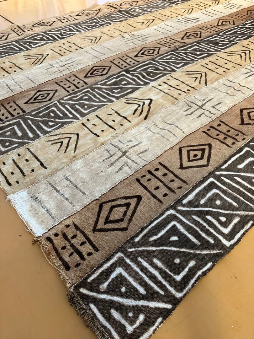 ヴィンテージ＊西アフリカ　マリ共和国の伝統ボゴラン泥染の布　128×200