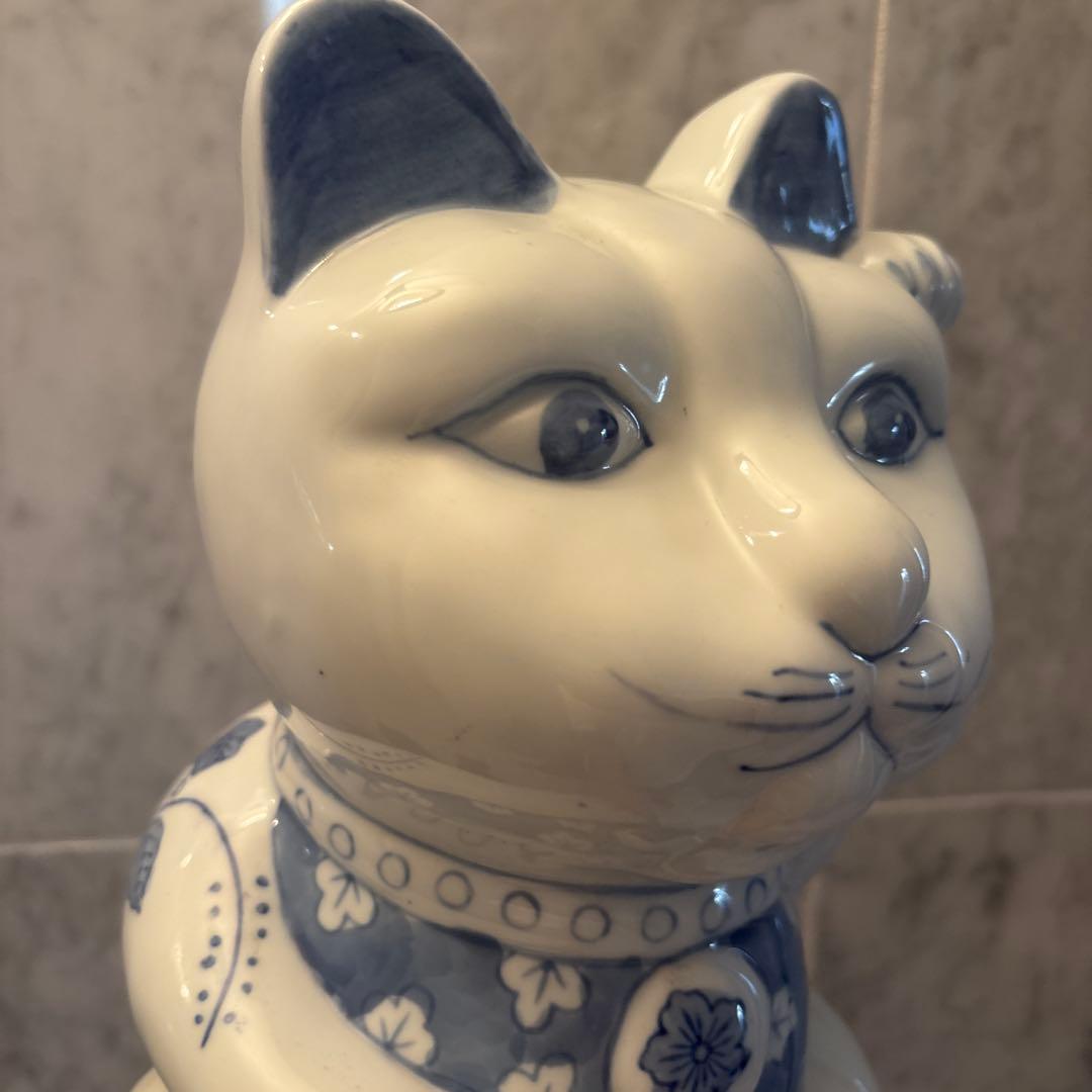ヴォルテックス様ヴィンテージ　可愛らしく妖艶な瞳が素敵な招き猫の陶器オブジェ