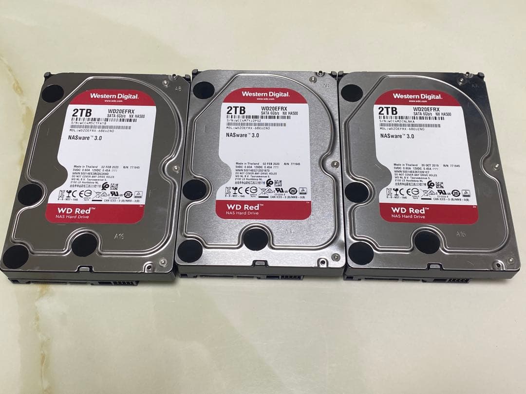 WD 3.5インチHDD 2TB 3台セット