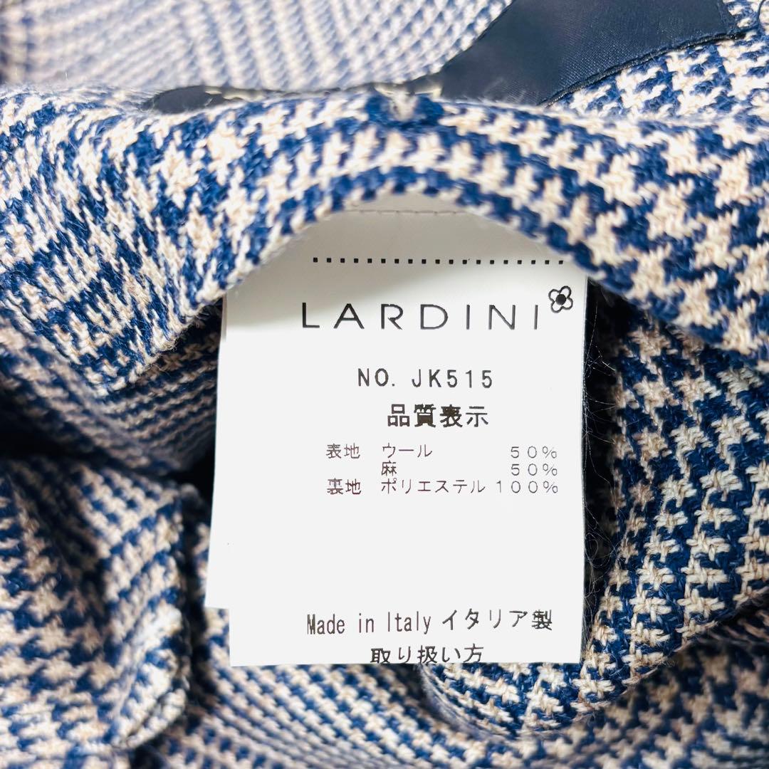 【新品】ラルディーニ　テーラードジャケット　ブートニエール　千鳥　麻　48