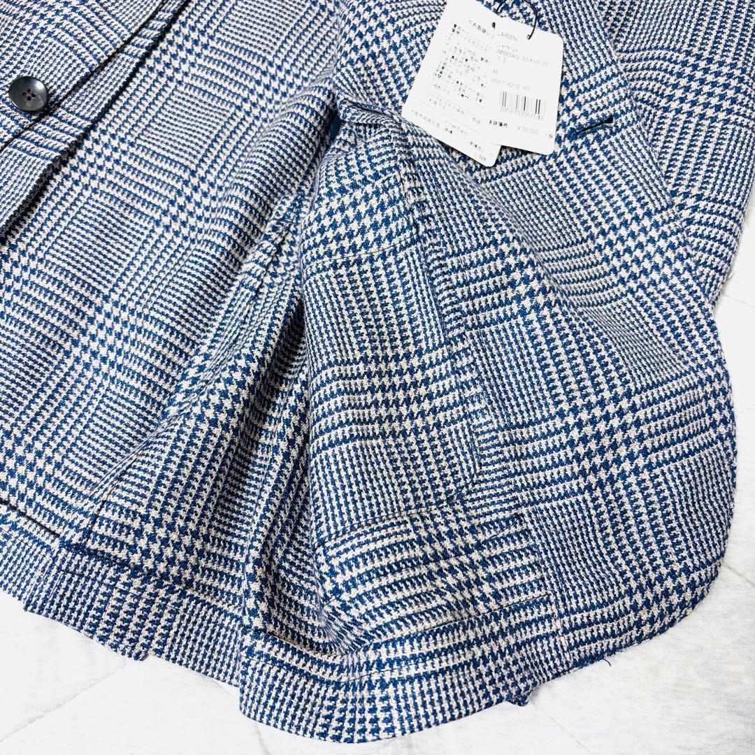 【新品】ラルディーニ　テーラードジャケット　ブートニエール　千鳥　麻　48