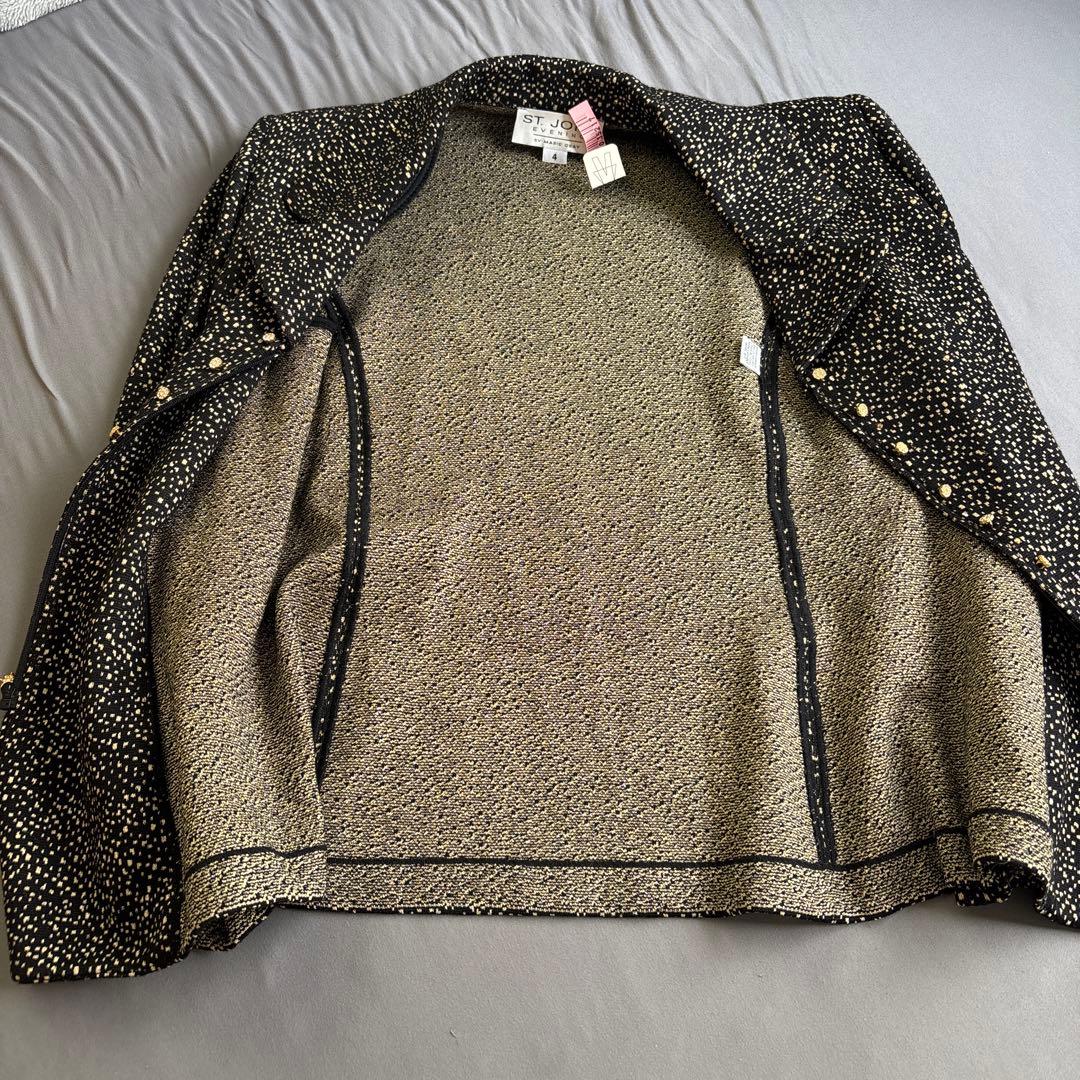 今2 ST.JOHN セントジョン テーラードジャケット ブラック ゴールド M