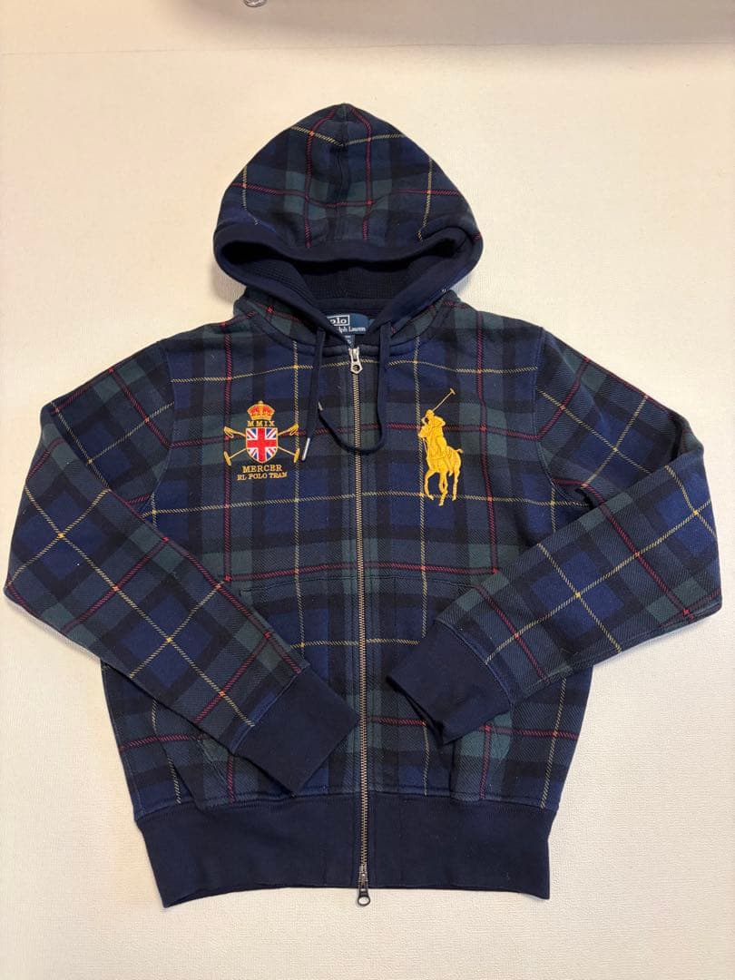 N*g様 美品‼️ラルフローレン　ビッグポニー　ダブルジップパーカー　チェック柄