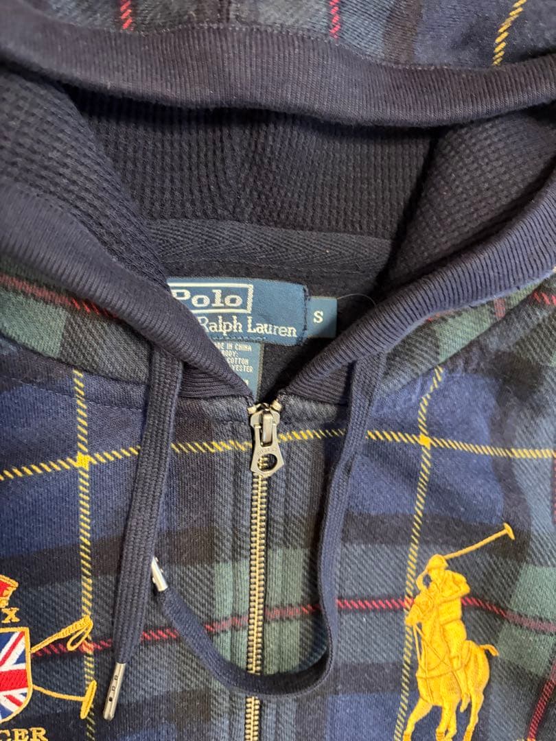N*g様 美品‼️ラルフローレン　ビッグポニー　ダブルジップパーカー　チェック柄