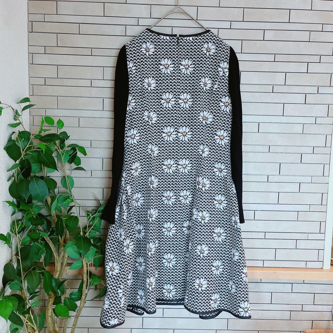 エムズグレイシー マーガレット リボン リブ切り替えニットワンピース 38