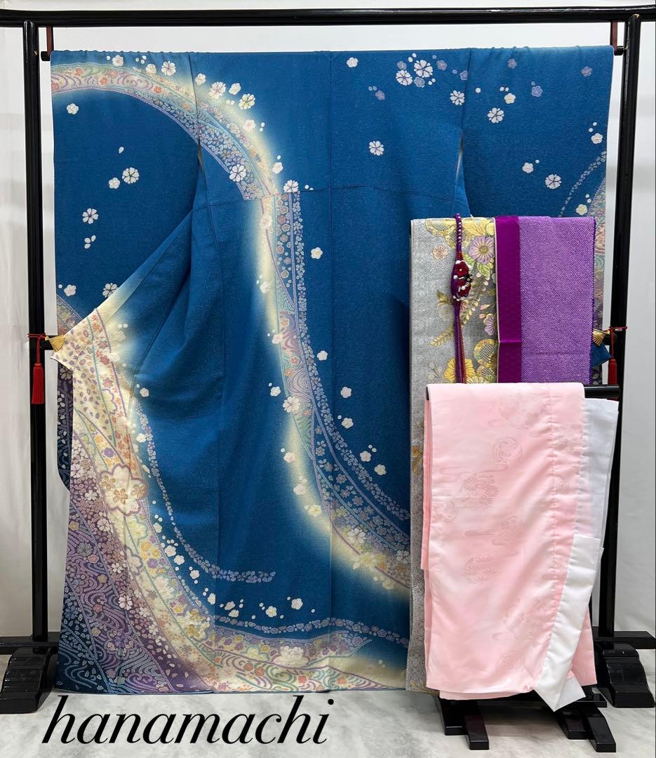 振り袖　フルセット　長襦袢　朧　金彩加工　刺繍入り　金通し　成人式　711