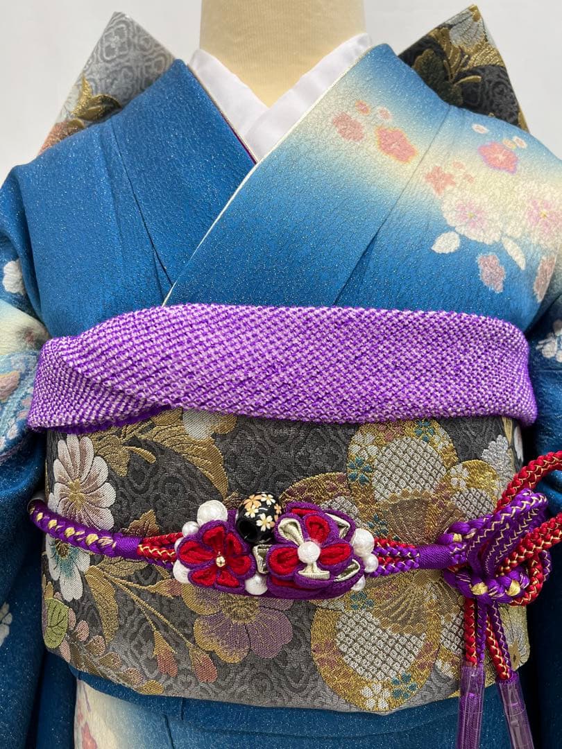 振り袖　フルセット　長襦袢　朧　金彩加工　刺繍入り　金通し　成人式　711