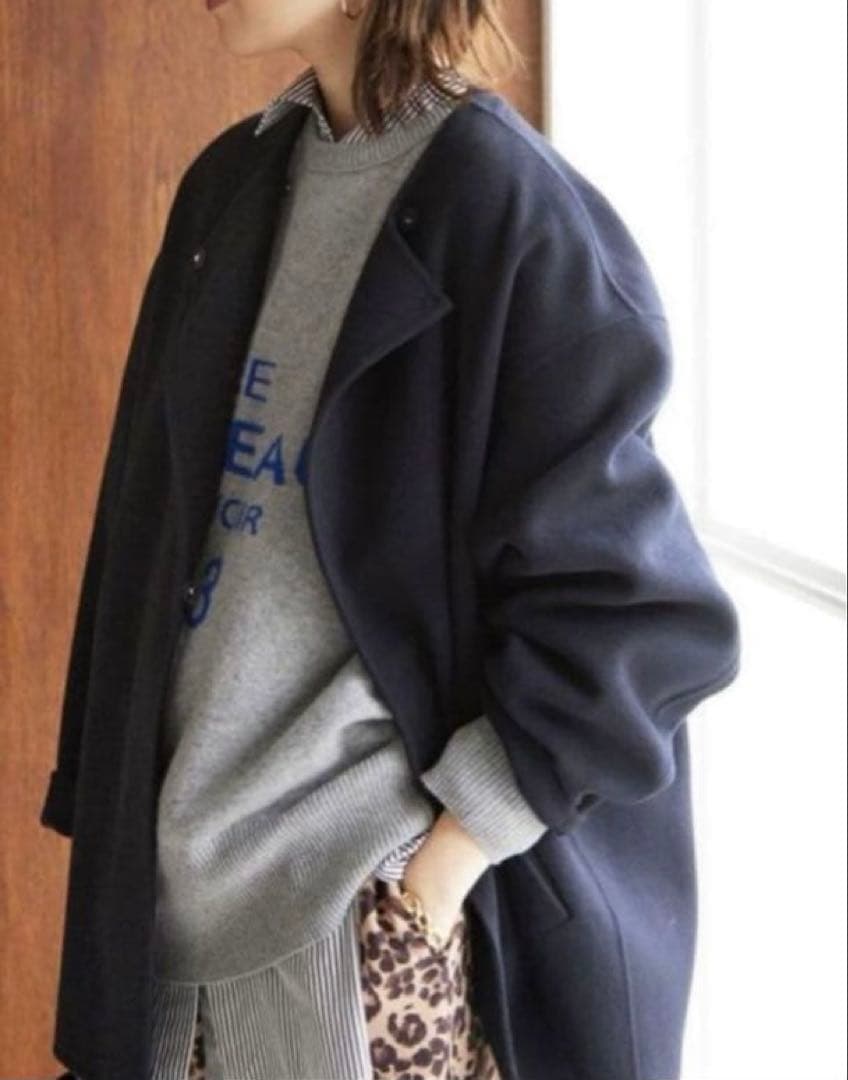 イエナSLOBE IENA ハミルトンショートコート ノーカラーコート