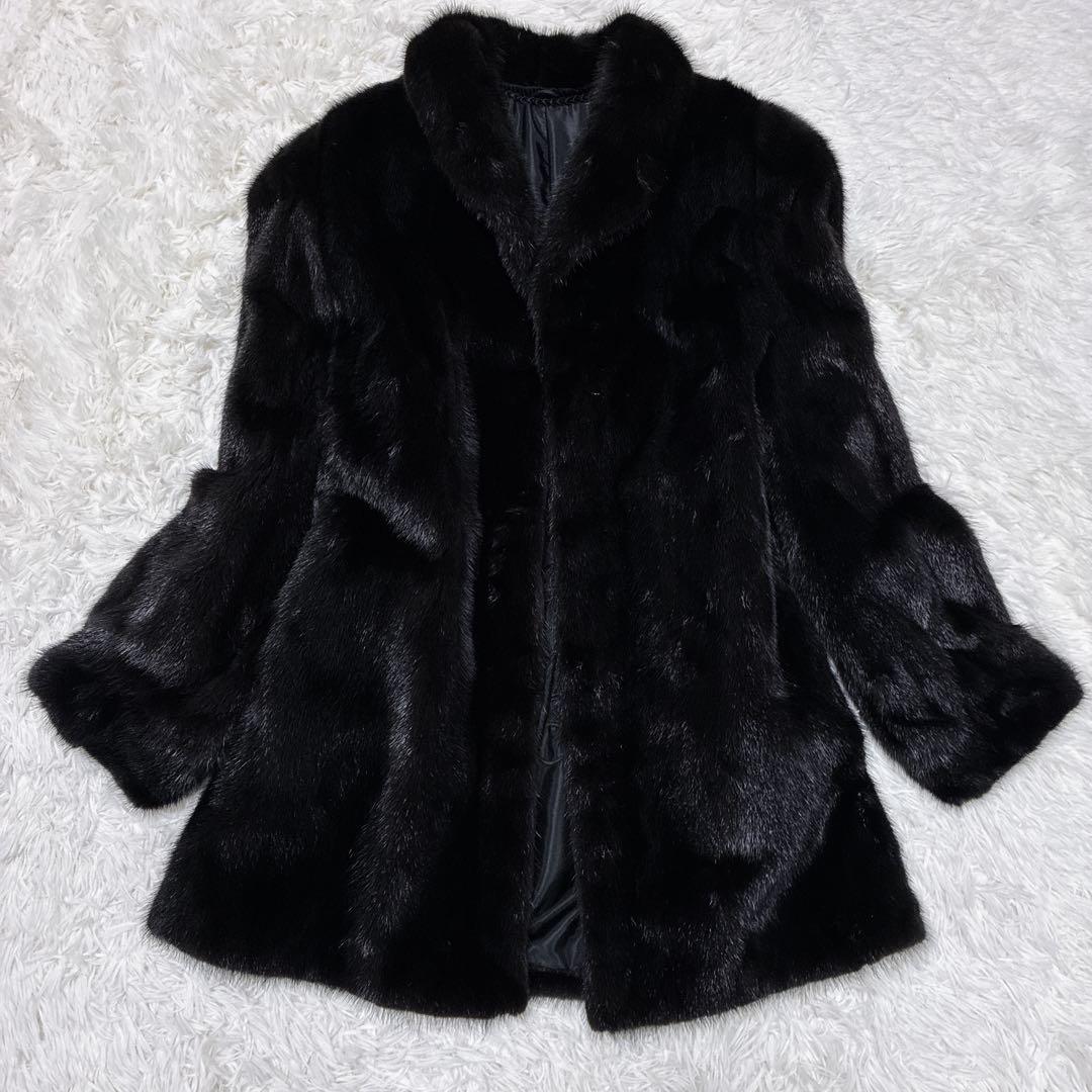ブラックミンク　リアルファーコート　黒　大きいサイズ　艶　光沢　毛皮　高級感