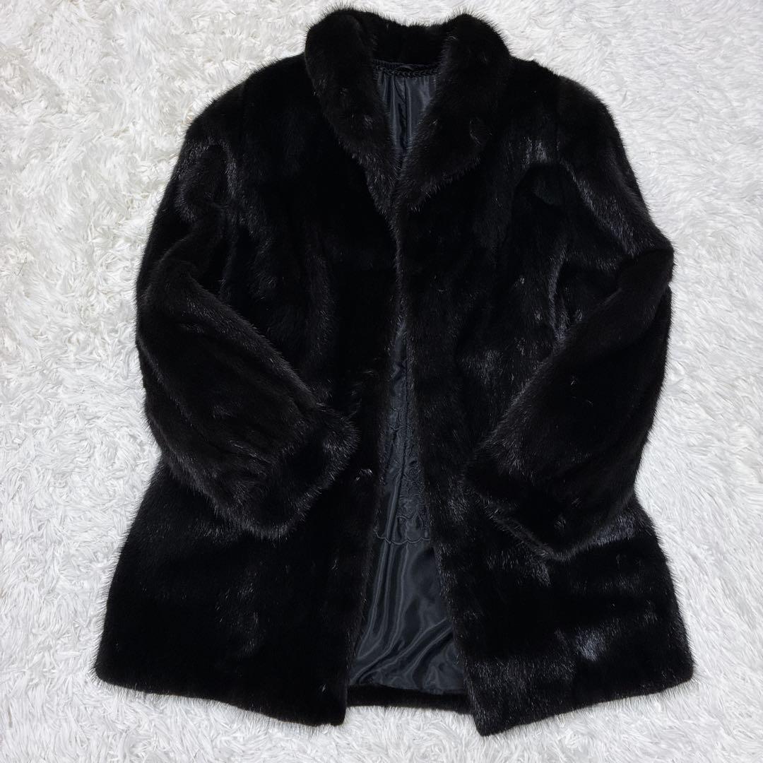 ブラックミンク　リアルファーコート　黒　大きいサイズ　艶　光沢　毛皮　高級感