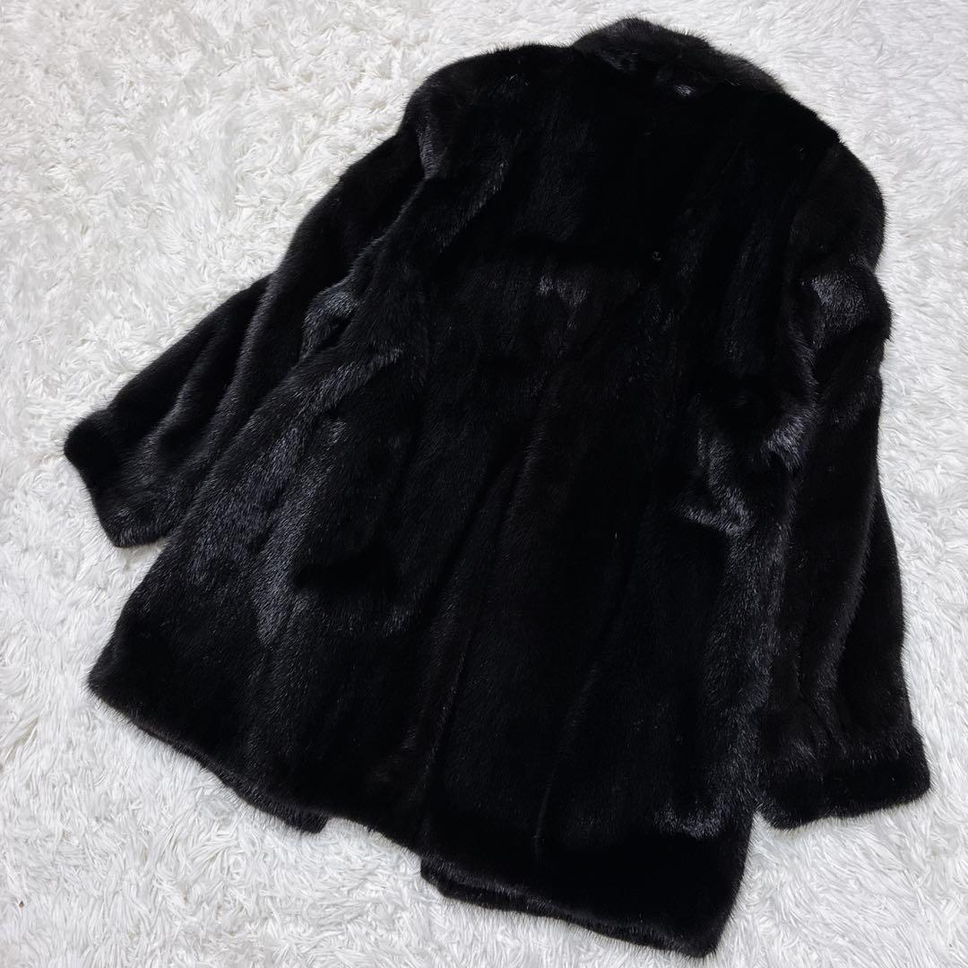 ブラックミンク　リアルファーコート　黒　大きいサイズ　艶　光沢　毛皮　高級感