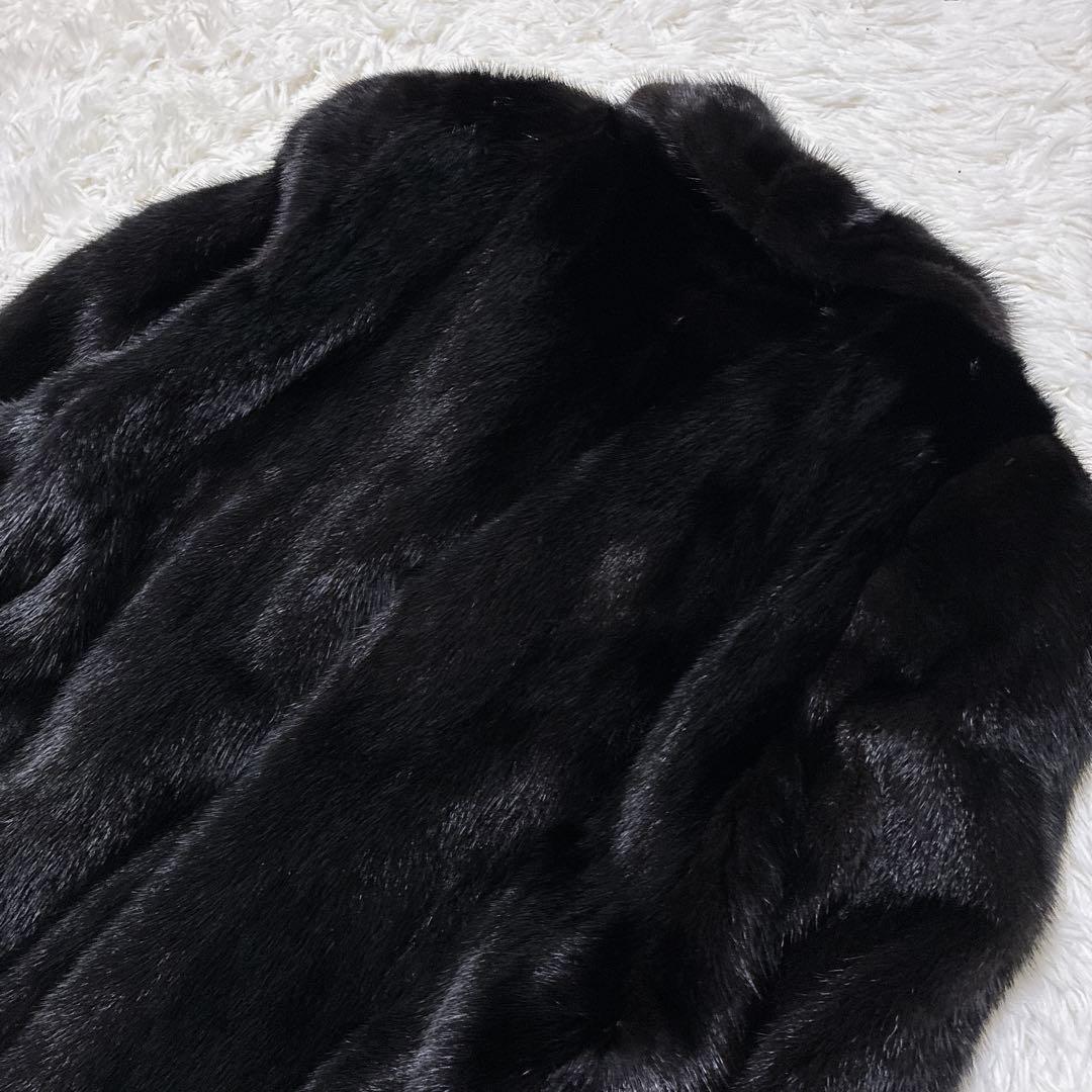ブラックミンク　リアルファーコート　黒　大きいサイズ　艶　光沢　毛皮　高級感