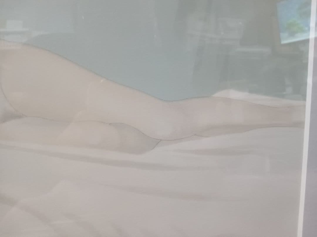 栗原喜依子作　リトグラフ｛晩夏・裸婦〕　額付　作家サイン有り　E・A版　美品