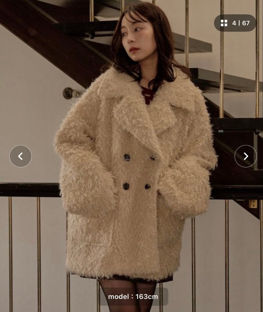 【mideal】poodle middle coat：アイボリー