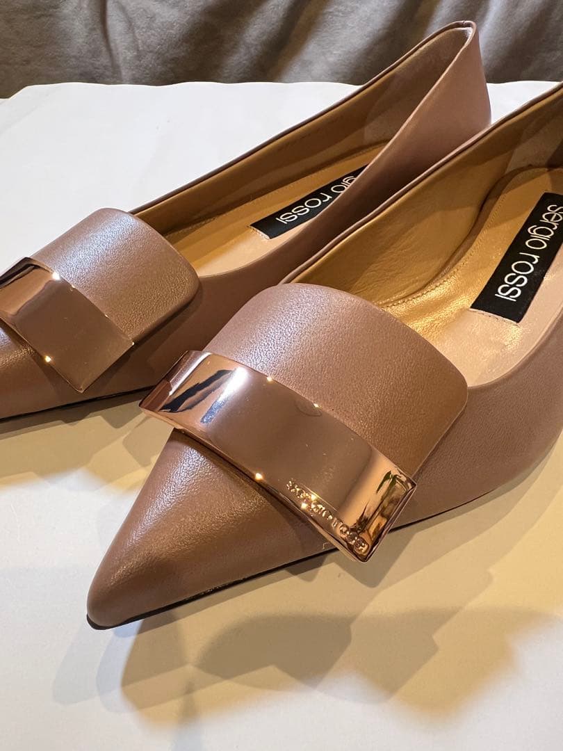 【新品】sergio rossi ポインテッドトゥ フラットシューズ 36.5