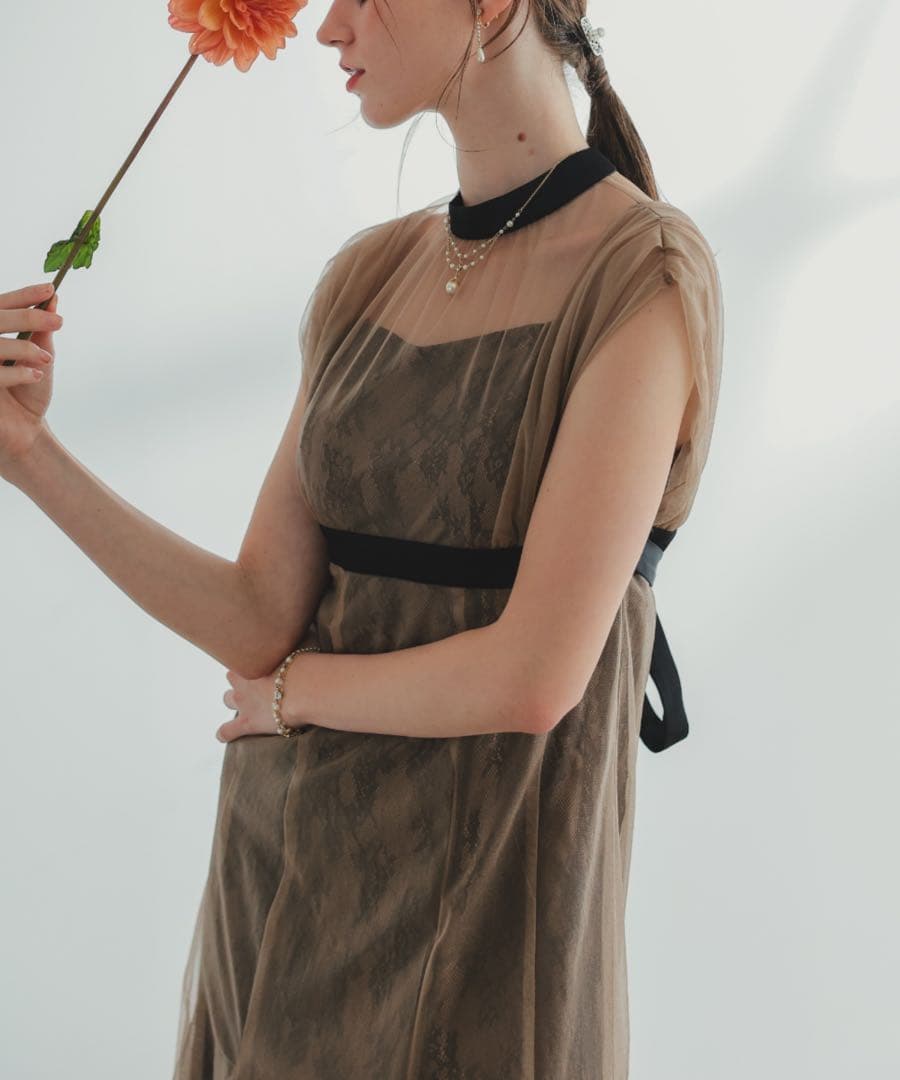 ♥パーティードレス 結婚式 お呼ばれ二次会 ノースリーブフォーマルラメチュール