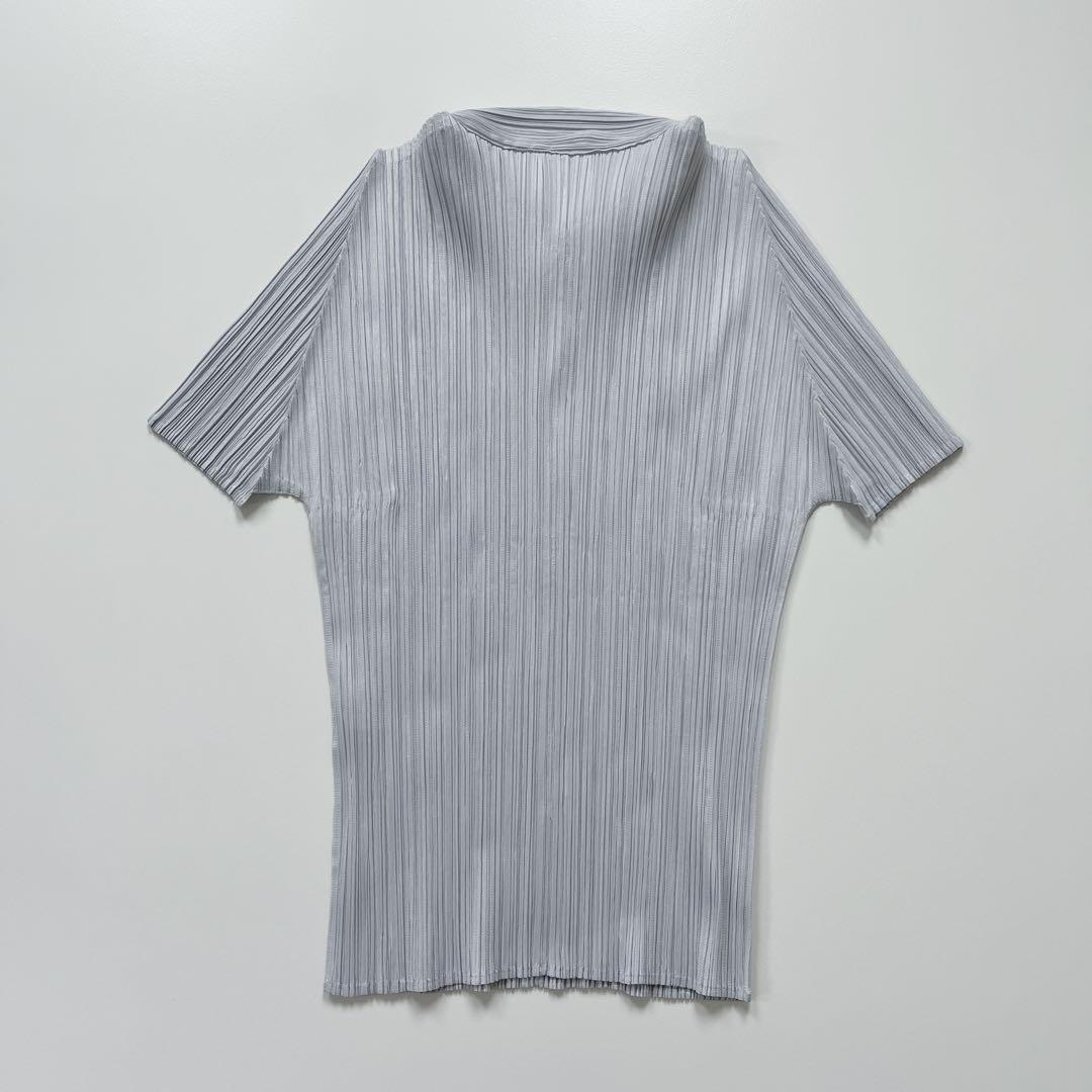 ◇488 美品 プリーツプリーズ トップス カットソー マオカラー 半袖 LL