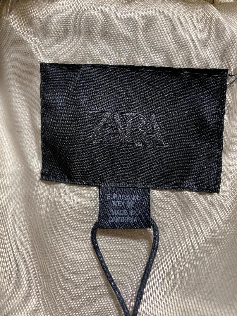 ザラ 新品 ライトベージュ ショートフェイクファーコート XL