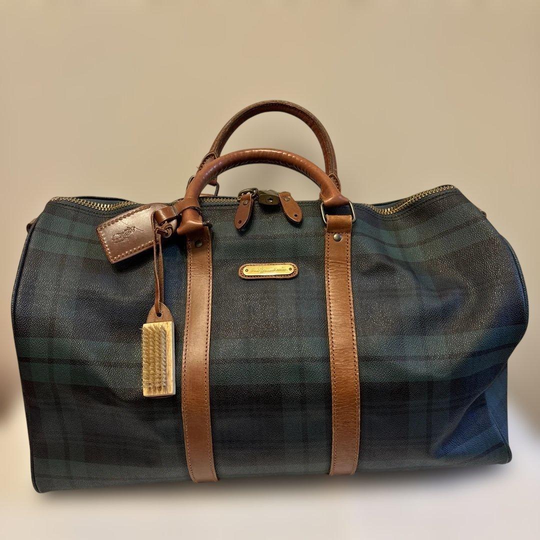 ラルフローレン レザーPVC 2way ブラックウォッチ ボストンバッグ　鍵付