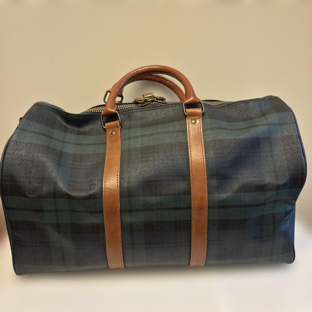 ラルフローレン レザーPVC 2way ブラックウォッチ ボストンバッグ　鍵付