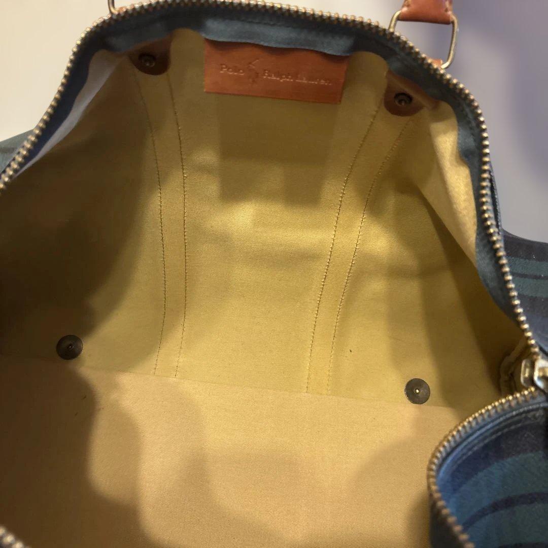 ラルフローレン レザーPVC 2way ブラックウォッチ ボストンバッグ　鍵付