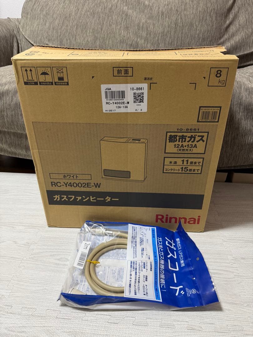 Rinnai ガスファンヒーター RC-Y4002E-W 都市ガス ホース2m付