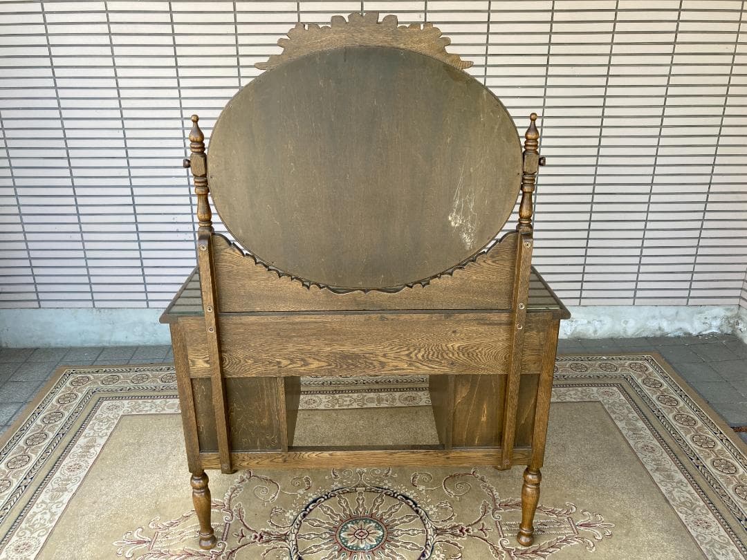 美品☆神戸洋家具／伊藤家具／オーク材無垢／ドレッサー・スツールセット