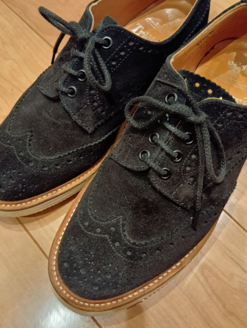 Tricker's ブラックスエード ドレスシューズ　UK8 トリッカーズ