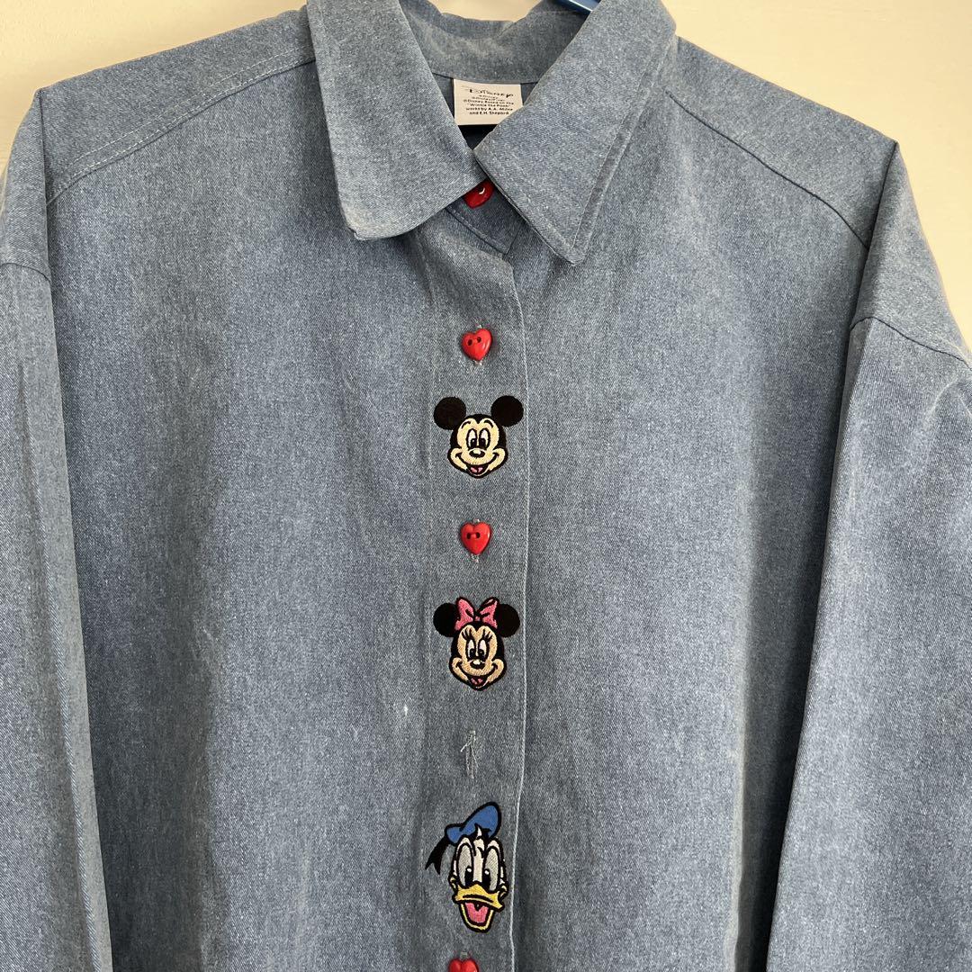 ディズニー　シャツ　ダンガリー　シャツ　ミッキー&フレンズ