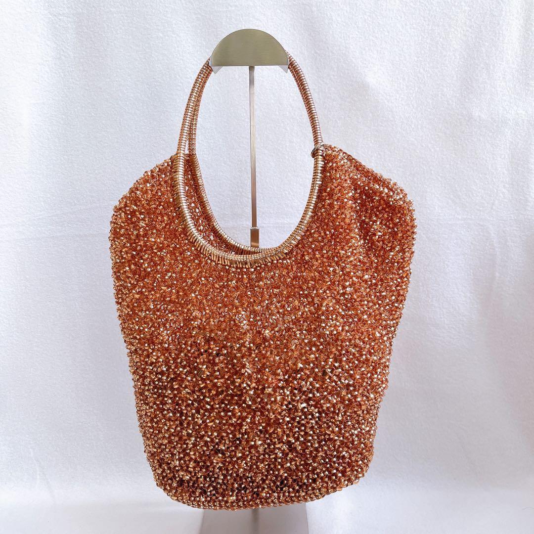 激レア アンテプリマ ワイヤー ハンドバッグ ピンクゴールド スタンダードレザー