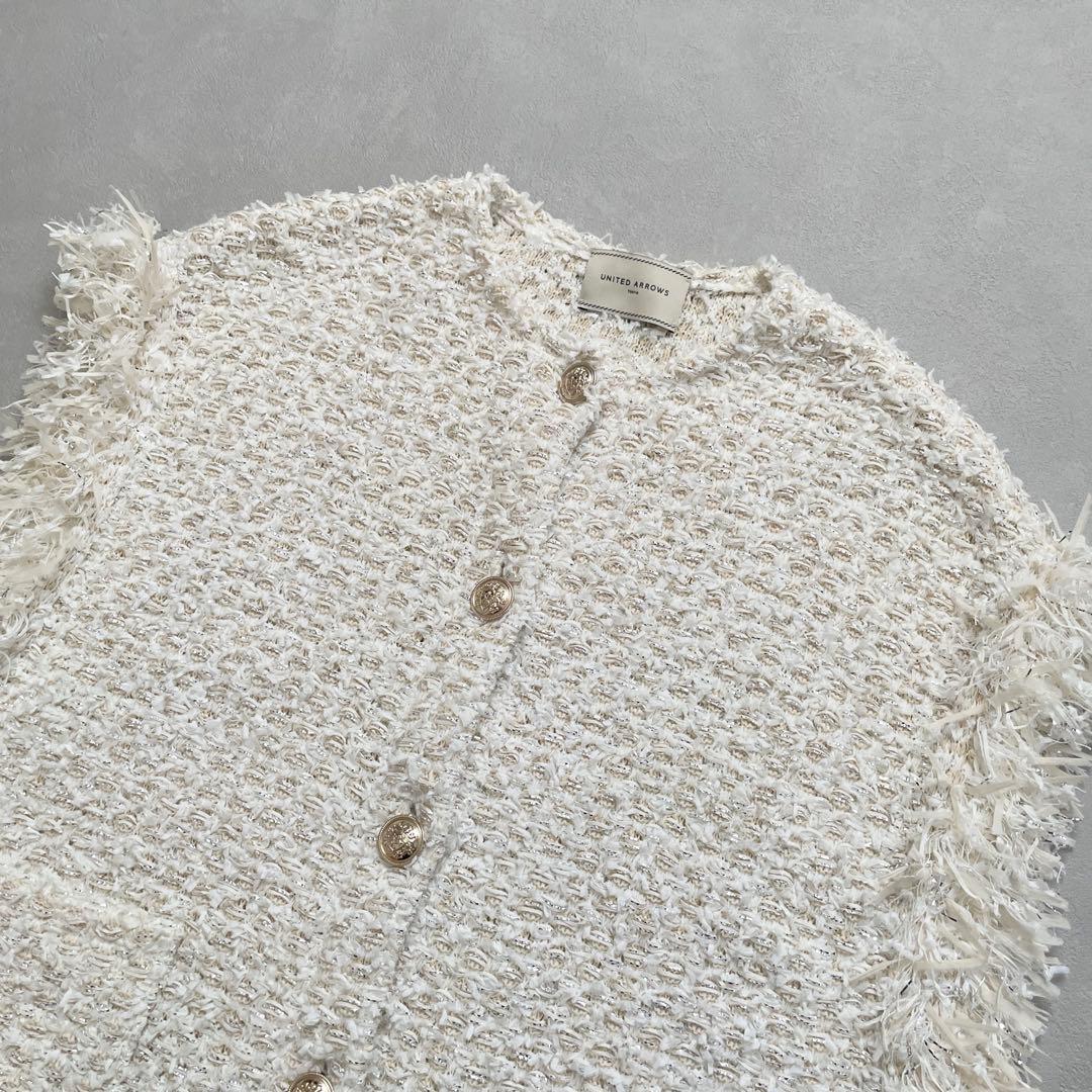 未使用近　ユナイテッドアローズ　ファンシーツイード ニット ベスト