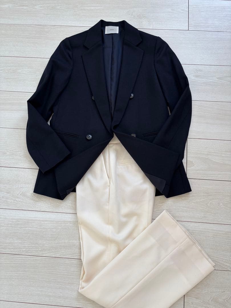 なっどだいなす 　IENA ウールサージ W前ジャケット 38　ネイビー